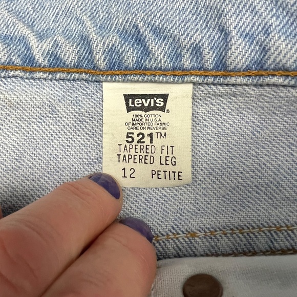 |•LEVI'S•| 521 Tapered Fit Tapered Leg Light Wash Jeans Size 12 Petite Rare - Picture 12 of 15